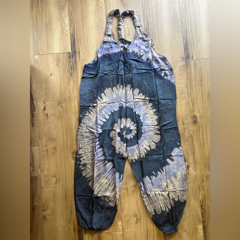 Kathmandu Artisan-Made Boho Tie-Dye Harem Jumpsuit Jumper Overalls Razor Back